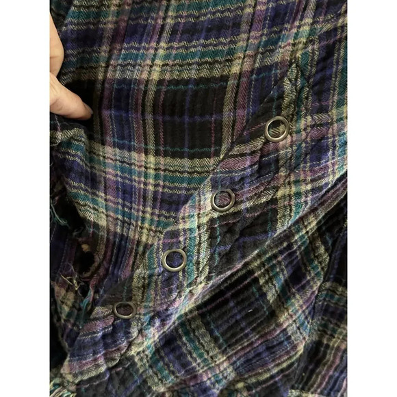 Free People Juniper Ridge Snap Side Plaid Button Down Shirt Top Size small - Picture 4 of 12